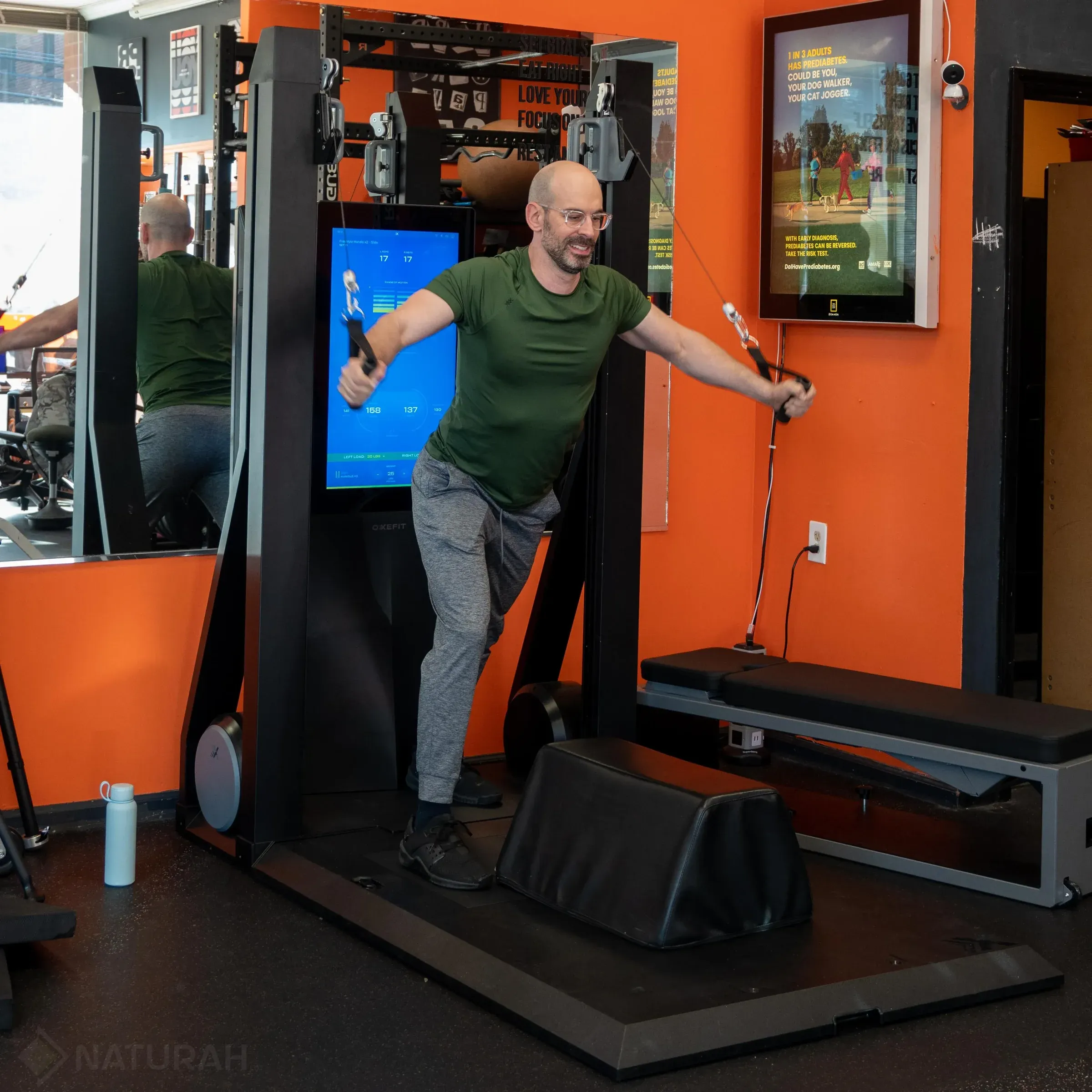 Kaeos client training on the OxeFit XP1 in the Englewood studio